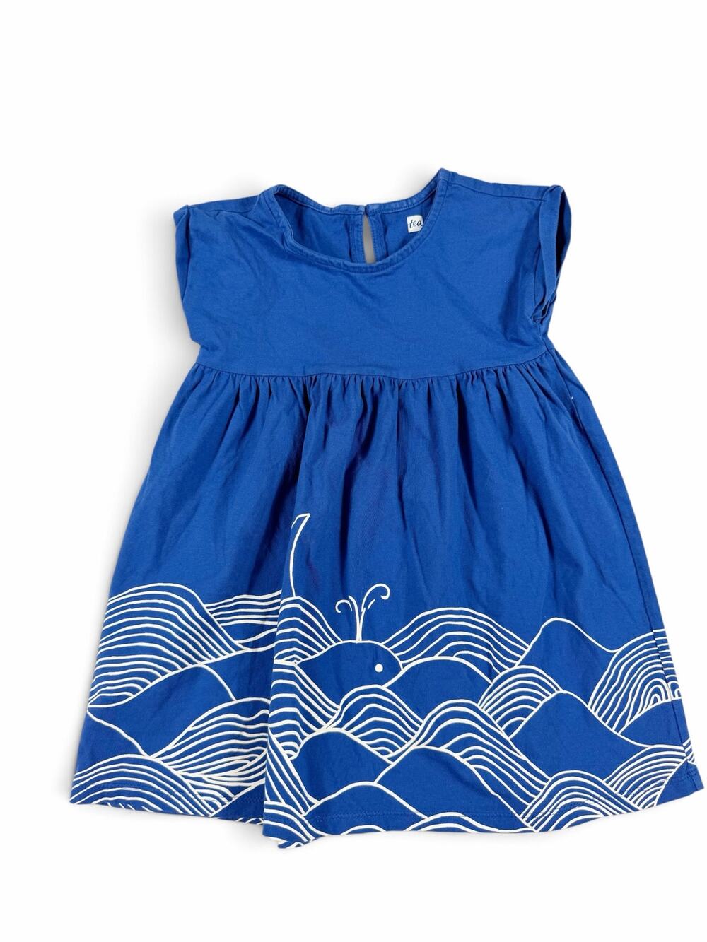 Tea Collection Girls Whale Waves Graphic Dress Cobalt Blue Size 4